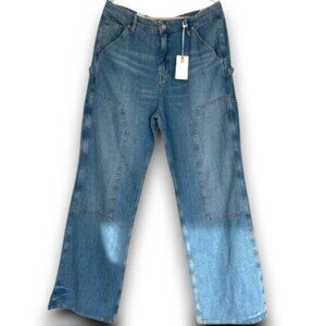 Good American Good Ease Relaxed Mid-Rise Fit With Wide Leg Indigo 879 Size 12/31